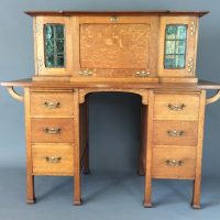 Arts &amp; Crafts Stones Patent Oak Writing Desk