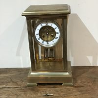 French Clock 4 sided glass panelled open escapement 8 day movement
