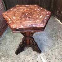 Chinese table inlaid with bone and exotic woods.