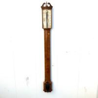 BOWED SATINWOOD STICK BAROMETER