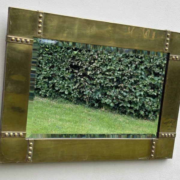 Arts &amp; Crafts Brass Wall Mirror c1910