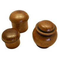 3 Hand Made Sycamore Treen Pots with Lids The pots have a rich colour