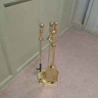 3 Piece Brass Fireside Companion Set, Fireside Tools on Stand