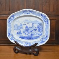 Blue &amp; White Transferware Charger – “India Temple”, J.W.R., SAI3076