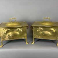 Pair of Arts &amp; Crafts Brass Coal Boxes