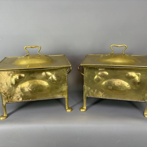 Pair of Arts &amp; Crafts Brass Coal Boxes