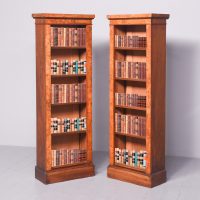 Pair of Victorian Burr-Walnut Open Bookcases