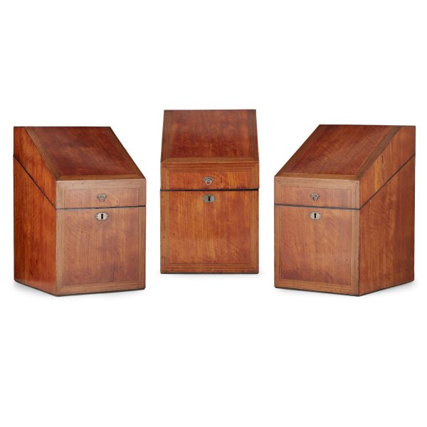 Set of Three George III Satin Birch Knife Boxes