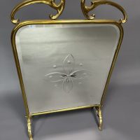 Art Nouveau Brass &#038; Mirrored Glass Fire Screen