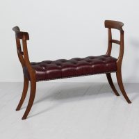 William 4th mahogany window seat with moulded and arched rails at each side