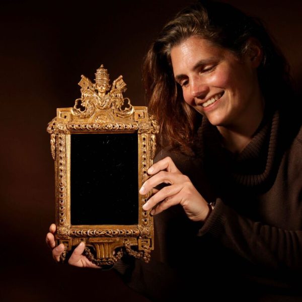 Papal Interest A Fine Mirror With The Papal Coat Of Arms With the Two keys Last Quarter 18th Century.