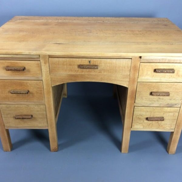 Twin Pedestal Solid Oak Writing Desk c1930&#8217;s