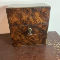 Gentleman’s Burr Walnut veneer Drinks Box.