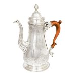 Antique 1740&#8217;s George II Rococo sterling silver rocaille coffeepot with aristocratic armorials