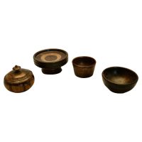 4 Folk Art Hand Made Treen Items