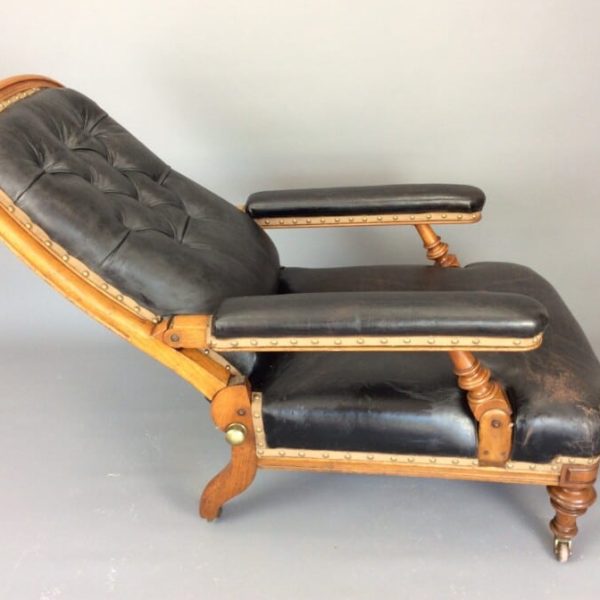 19th Century Scottish Reclining Library Reading Chair