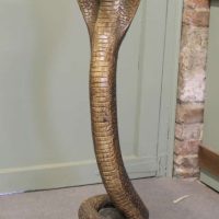 4ft Tall Hand Carved Wooden Cobra