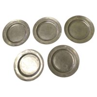 5 Pewter Chargers, Embossed with a “Crown over D”