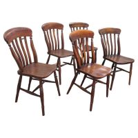 5 Victorian Slat Back Farmhouse Kitchen Chairs