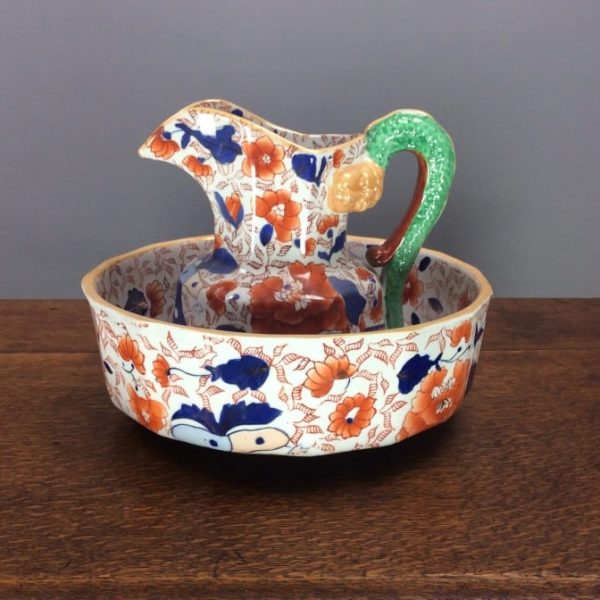 Large Victorian Masons Ironstone Jug &#038; Bowl c1880