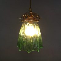 Arts and Crafts Green Glass Pendant Light