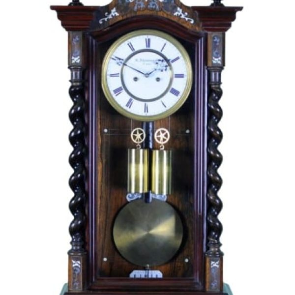 Inlaid Dwarf Vienna Regulator Wall Clock &#8211; W . Schonberger In Wein