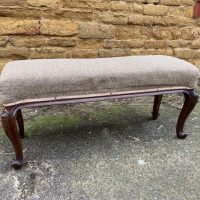 Antique English Upholstered William IV Solid Rosewood Window Seat, c 1810