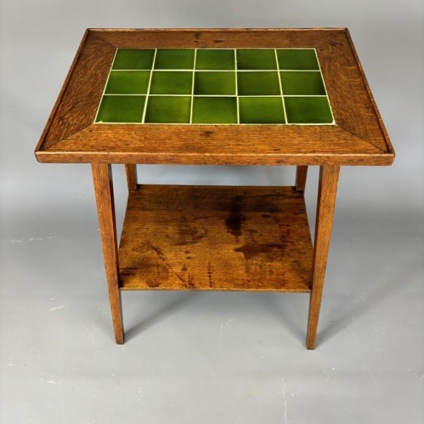 Arts &amp; Crafts Oak Tile Top Table