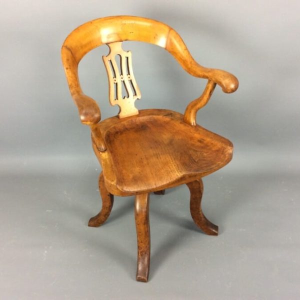 Late Victorian Elm & Ash Swivel Desk Chair