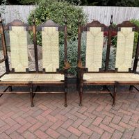 Rare Pair of William Birch Oak Settles c1895