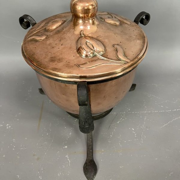 Arts &#038; Crafts Copper and Wrought Iron Coal Scuttle