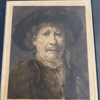 After Rembrandt self portrait drypoint etching