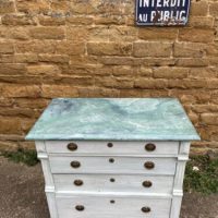 Antique French Painted Pine Faux Marble Chest of Drawers, c 1870