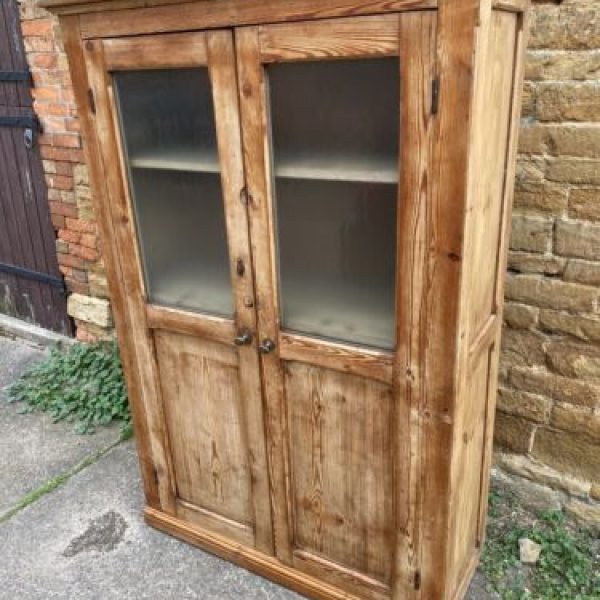Antique Pine Glazed Housekeeper’s Cupboard Pantry, c 1860