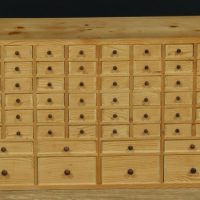 Vintage Pine Table Top Seed Collector&#8217;s Bank of Drawers