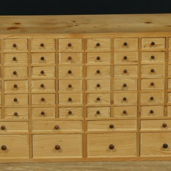 Vintage Pine Table Top Seed Collector&#8217;s Bank of Drawers