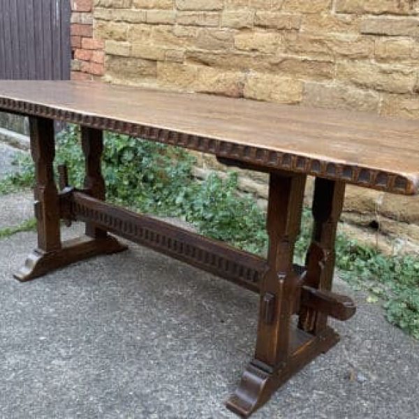 Vintage Arts &amp; Crafts Nigel Griffiths Oak Refectory Dining Table L182