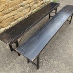 Vintage Pair Painted Pine Folding Benches
