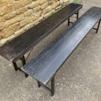 Vintage Pair Painted Pine Folding Benches