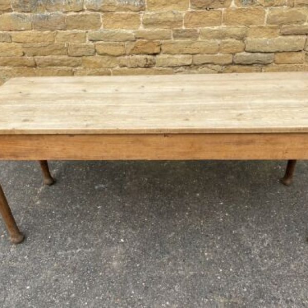 Antique English Oak &amp; Pine Refectory Dining Table, c 1890