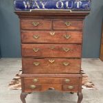 Antique Georgian English Country Oak Chest on Stand, c 1810