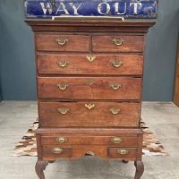 Antique Georgian English Country Oak Chest on Stand, c 1810