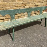 Antique European Painted Pine Bench Pew Settle, c 1880
