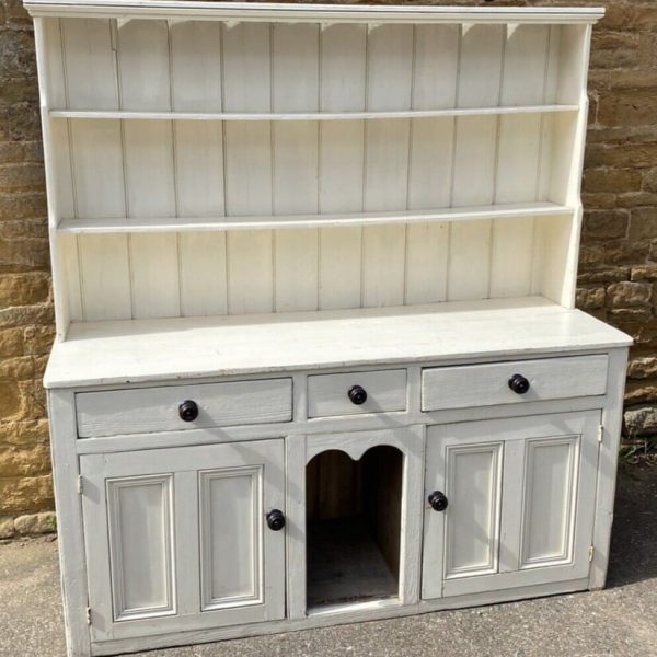 Antique Victorian Painted Pine Housekeeper Dresser Dog Kennel Base, c 1860