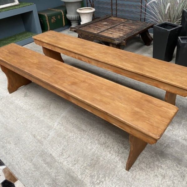Vintage Pair Pine Benches Pews Rectangular L183