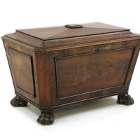 Antique Regency Mahogany Sarcophagus Cellarette, c 1820
