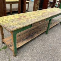 Antique French Pine Draper&#8217;s Industrial Refectory Table, c 1860 L351