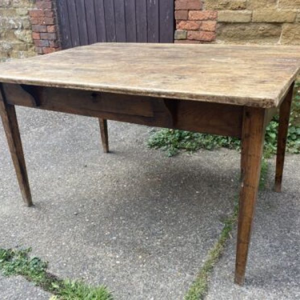 Antique French Refectory Pine &amp; Cherry Dining Table, c 1850 L131