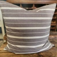 Large Chocolate Ticking Stripe Herringbone Cushion
