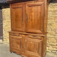 Antique French Cherrywood Buffet Deux Corps Housekeeper&#8217;s Cupboard, c 1870